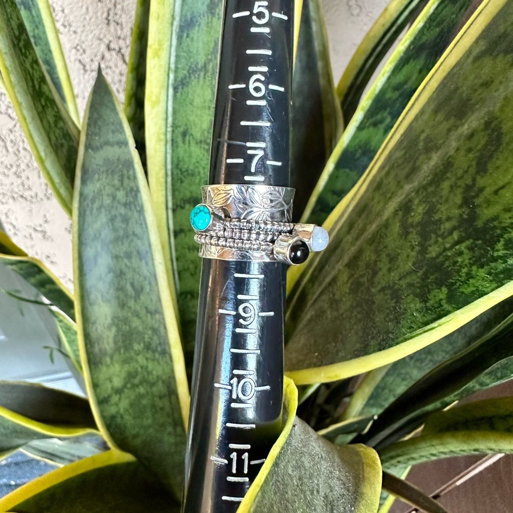 Multi-Stone Sterling Silver Spinner Ring - image 3